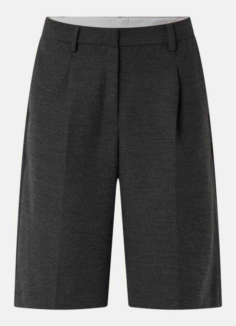Sofie Schnoor Dames Elsy high waist loose fit korte broek met plooidetail in de kleur Donkergrijs