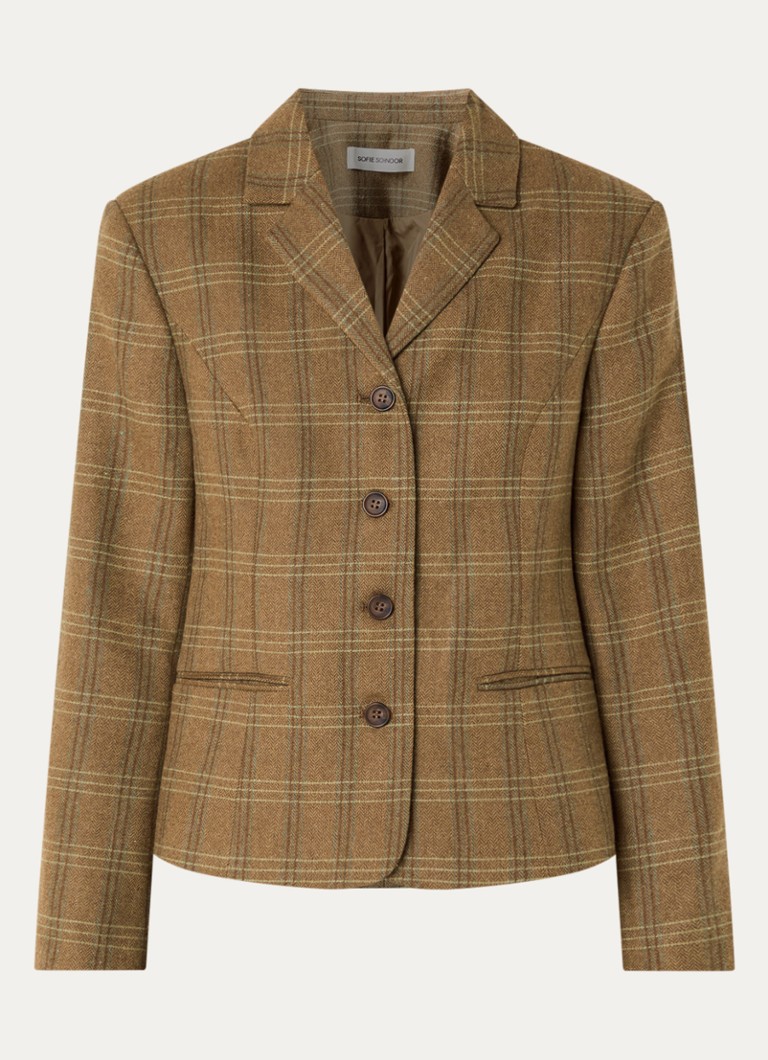 Sofie Schnoor Dames Poppy blazer met ruitdessin en steekzakken in de kleur Bruin