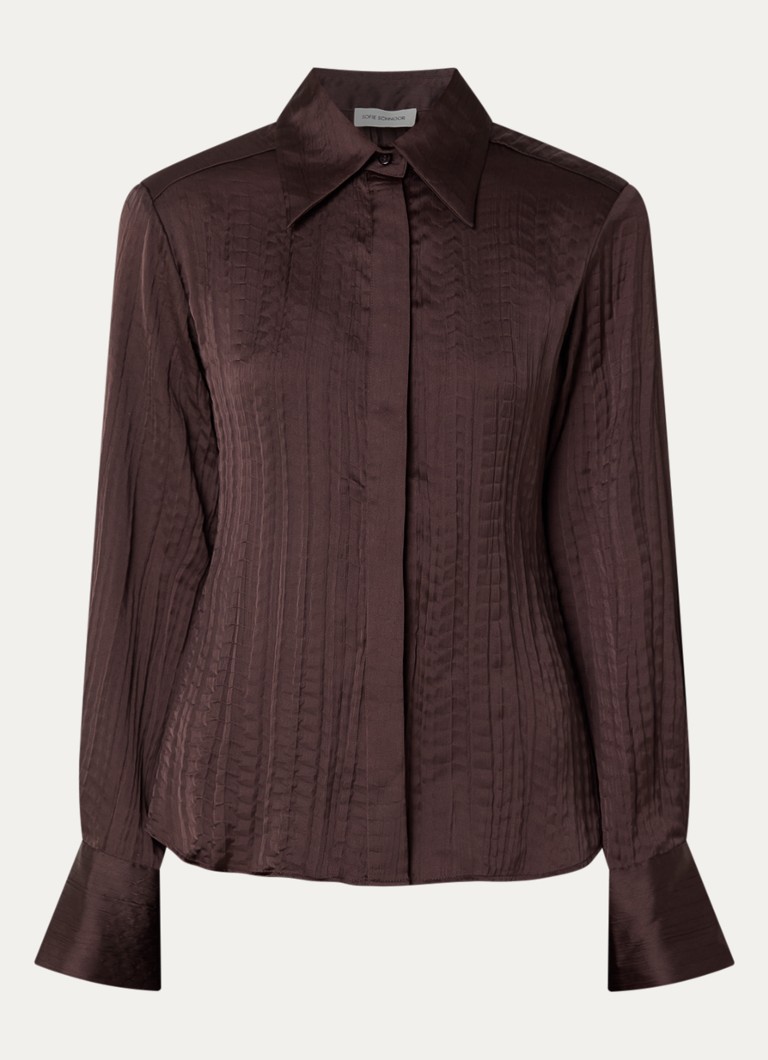 Sofie Schnoor Dames Wildasw blouse met structuur in de kleur Donkerbruin