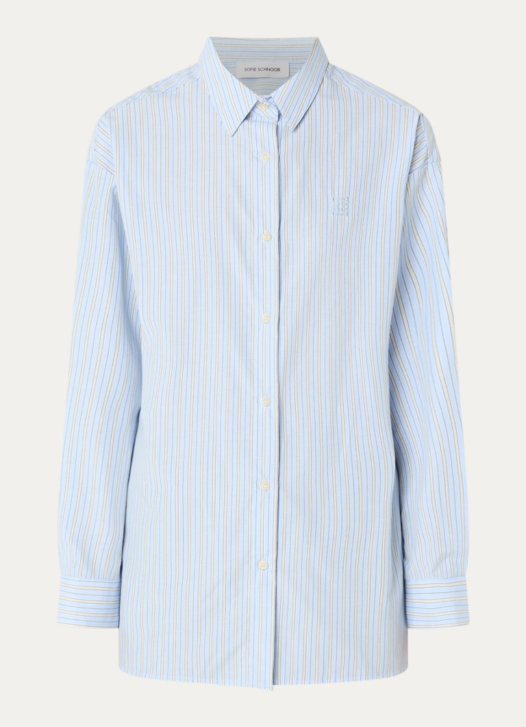Sofie Schnoor Dames Mercy oversized blouse met streepprint in de kleur Lichtblauw