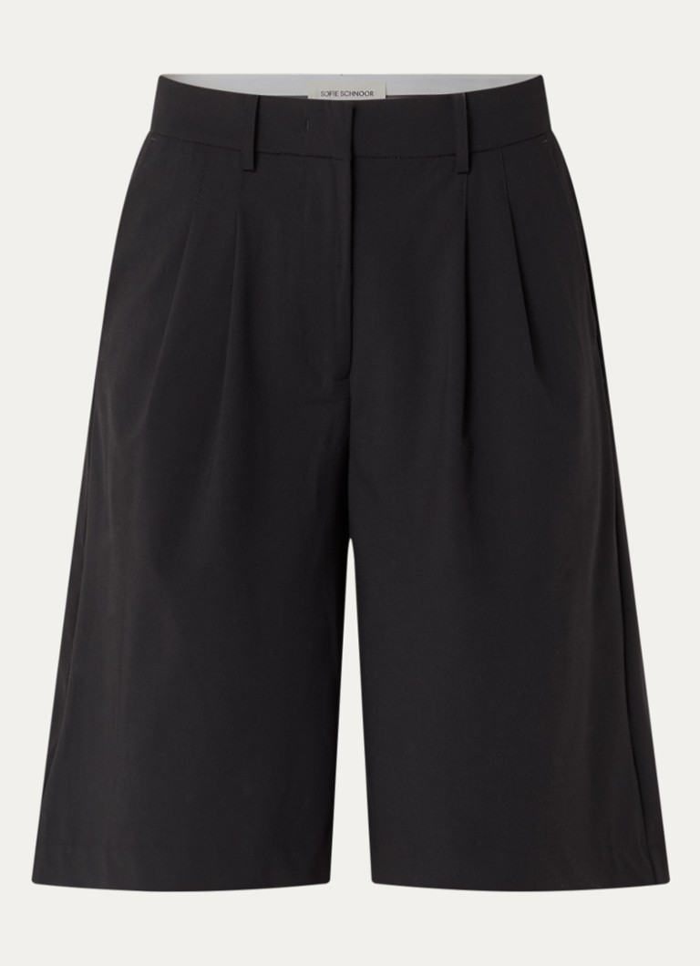 Sofie Schnoor Dames Lucia high waist wide fit korte broek in de kleur Zwart