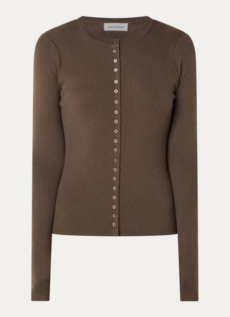 Sofie Schnoor Dames Jules ribgebreid vest in de kleur Bruin