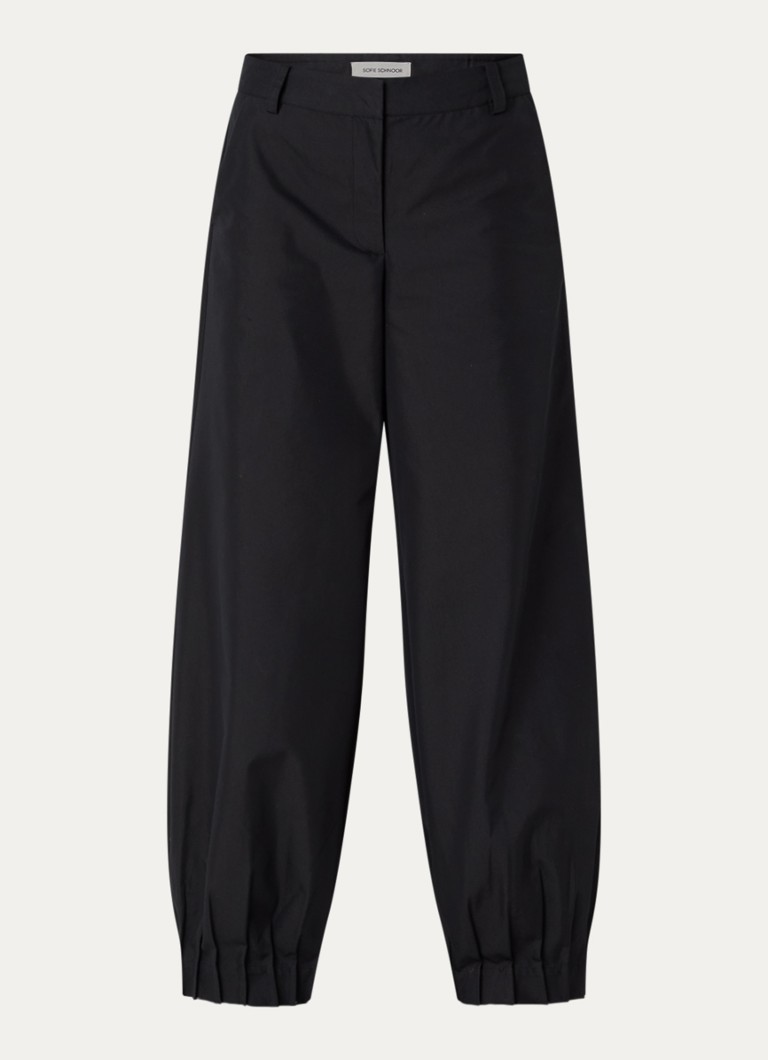 Sofie Schnoor Dames Louanasw high waist balloon fit pantalon met plooidetail in de kleur Zwart