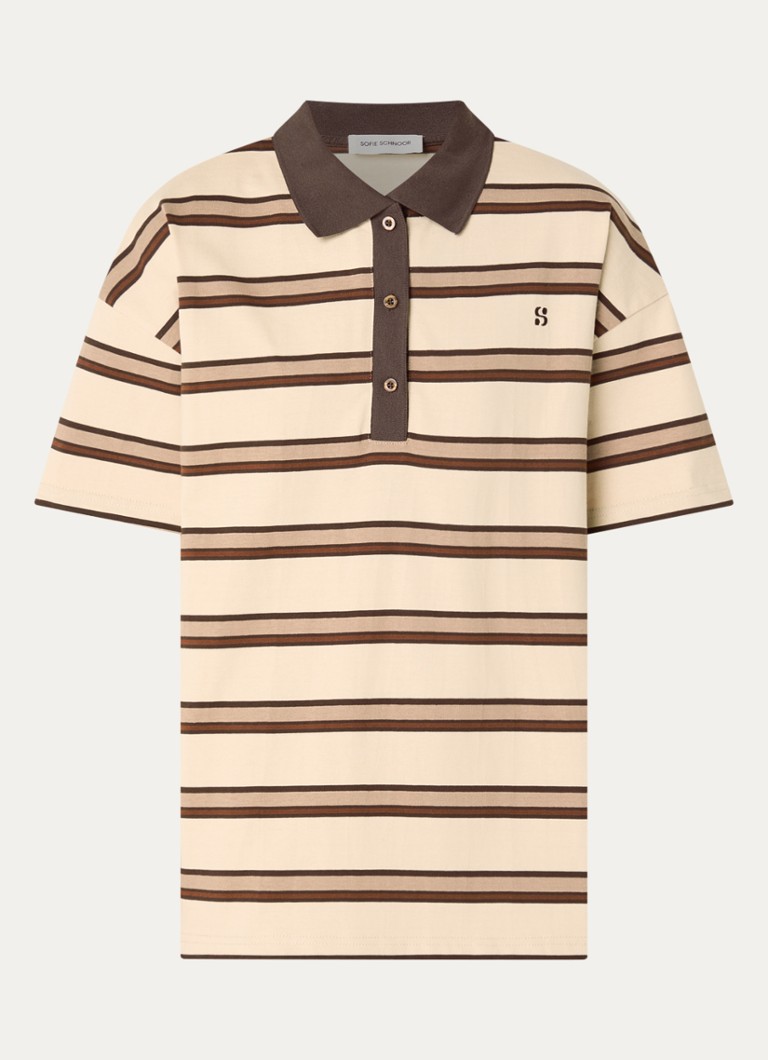 Sofie Schnoor Dames Pil oversized polo met streepprint in de kleur Beige