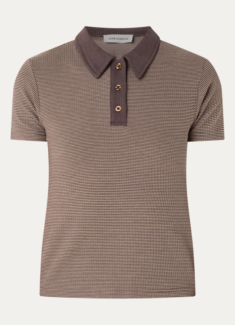 Sofie Schnoor Dames Calista polo met streepprint in de kleur Bruin