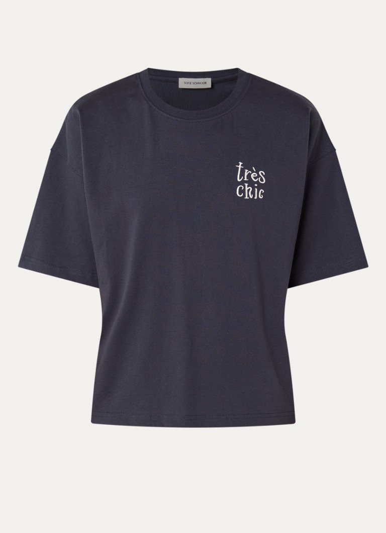 Sofie Schnoor Dames Verasw T-shirt met borduring in de kleur Donkerblauw