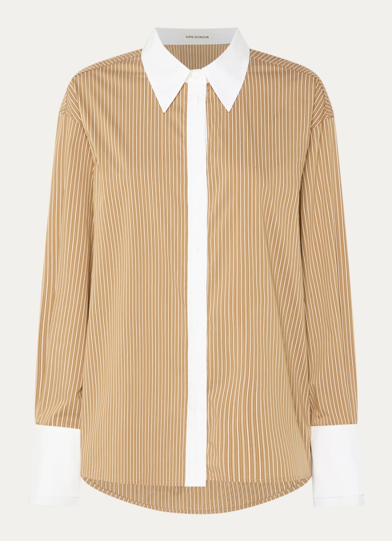 Sofie Schnoor Dames Allisonsw oversized blouse met streepprint in de kleur Beige