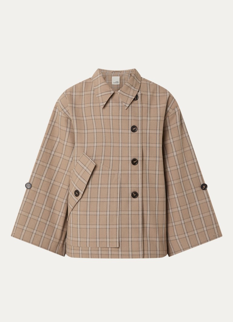 Sofie Schnoor Dames Agatha asymmetrische trenchcoat met klepzak in de kleur Lichtbruin