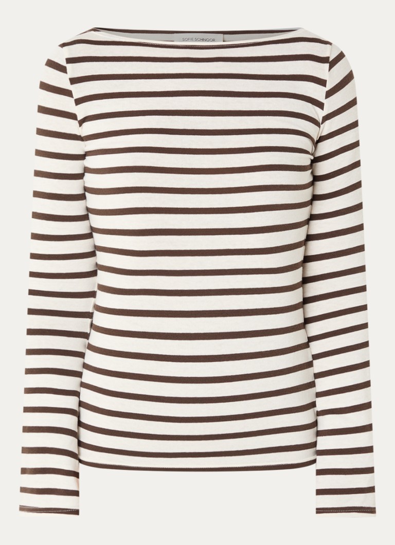 Sofie Schnoor Dames Cece longsleeve met streepprint in de kleur Bruin