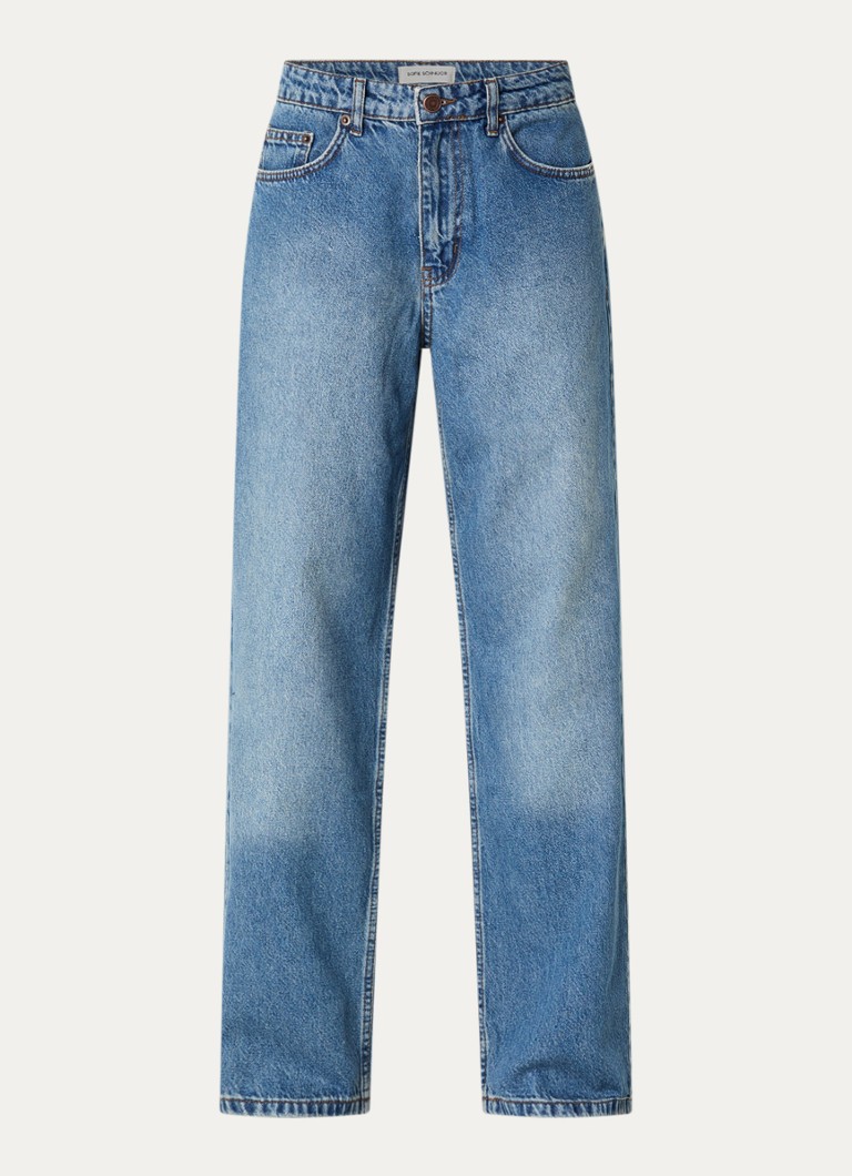 Sofie Schnoor Dames Rios mid waist straight leg jeans met steekzakken in de kleur Indigo