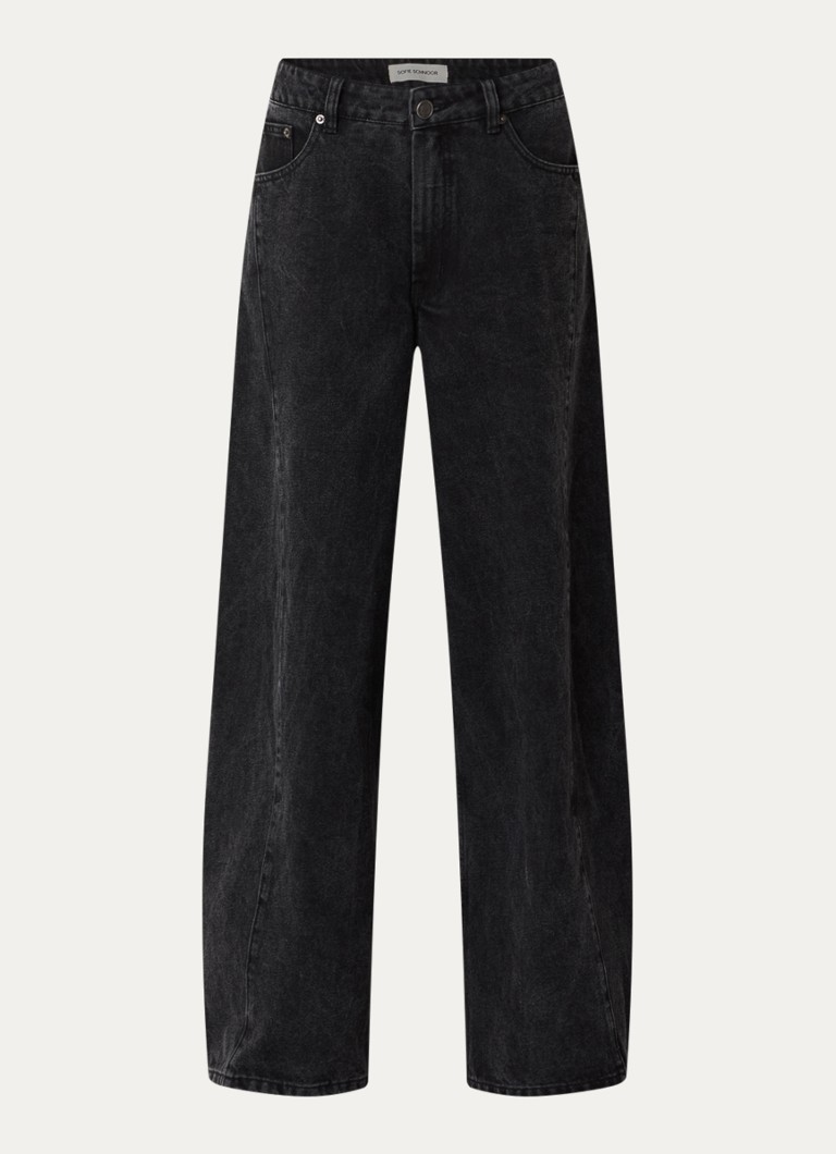 Sofie Schnoor Dames Valorsw high waist wide leg jeans met gekleurde wassing in de kleur Antraciet