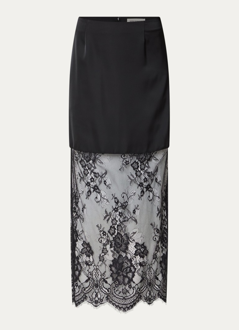 Sofie Schnoor Dames Selenesw midi rok van kant in de kleur Zwart