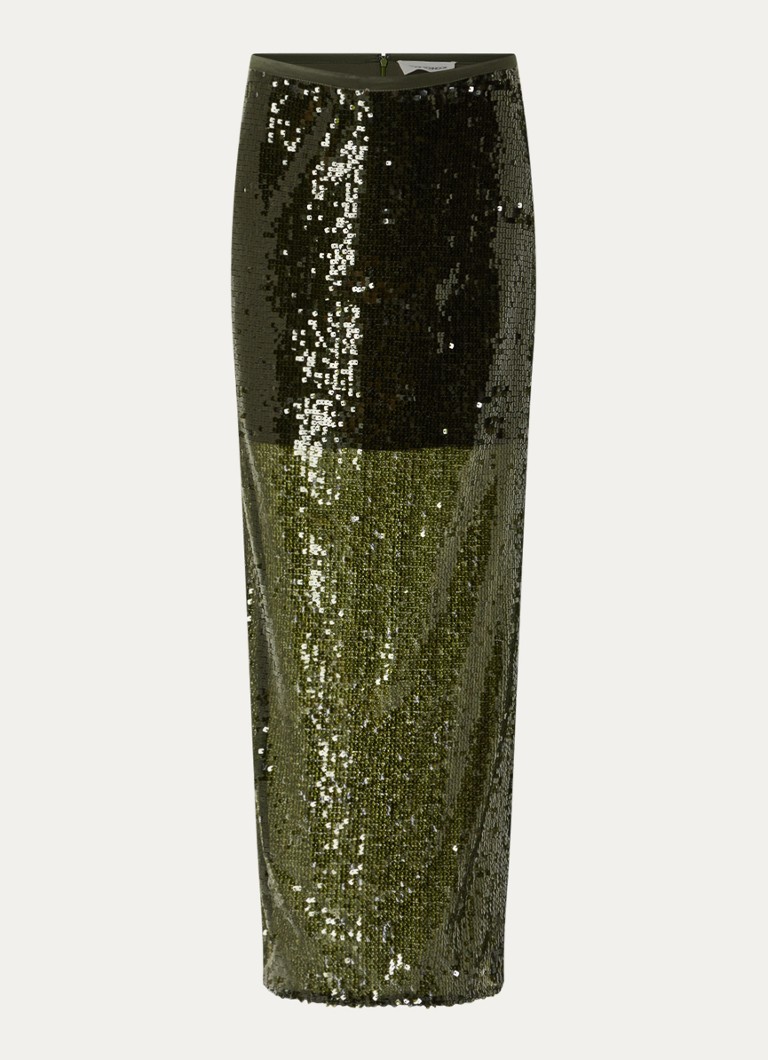 Sofie Schnoor Dames Otaliasw midi rok met pailletten in de kleur Bronsgroen