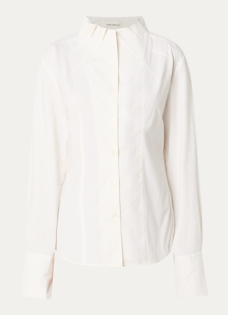 Sofie Schnoor Dames Edensw blouse met opstaande kraag in de kleur Gebroken wit