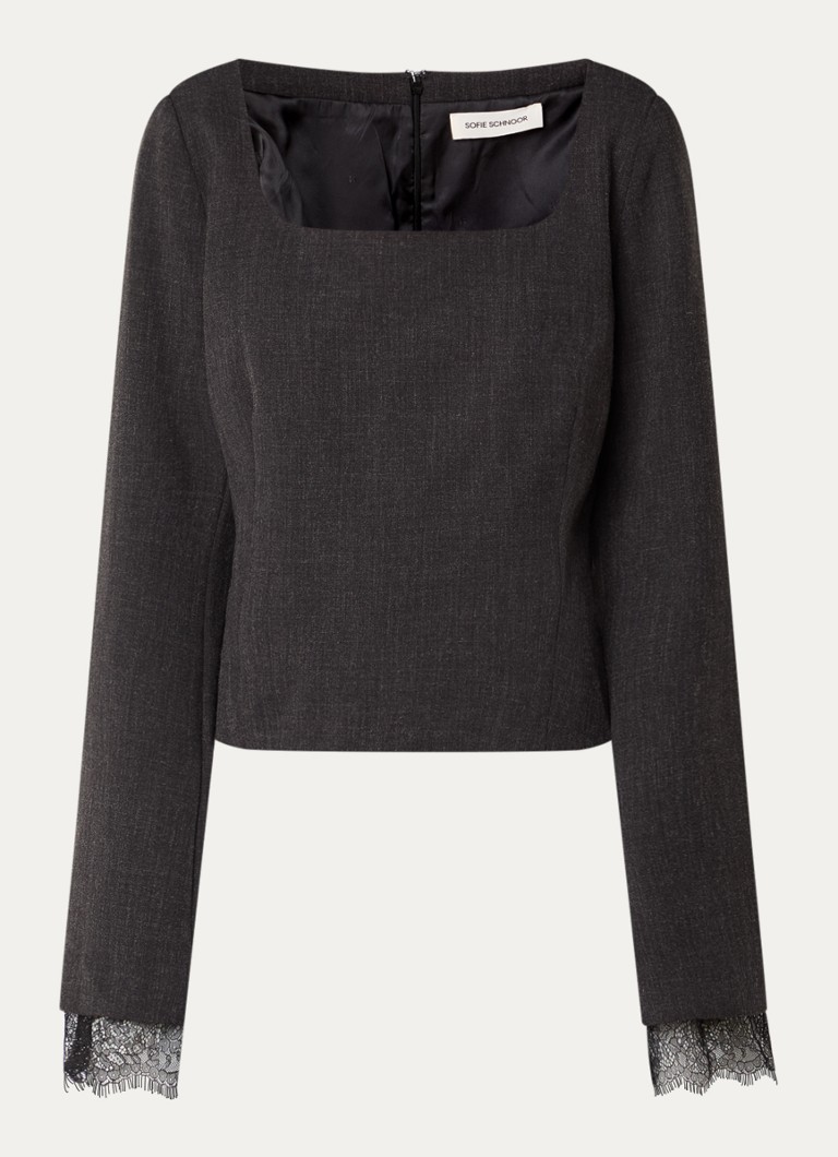 Sofie Schnoor Dames Laccosw tuniek met rechthoekige hals in de kleur Antraciet
