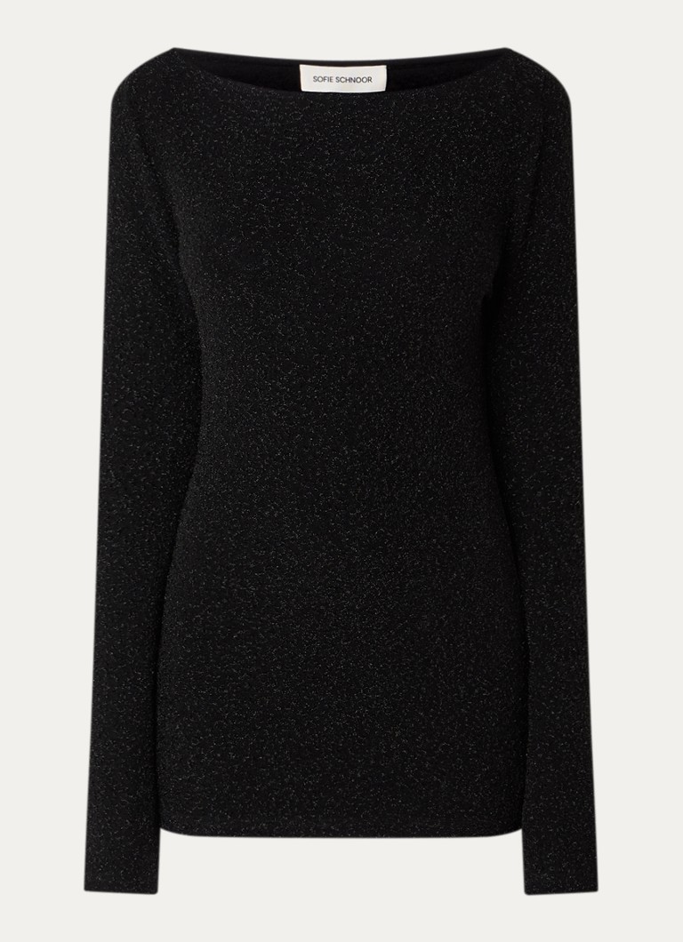 Sofie Schnoor Dames Irenasw top met structuur in de kleur Zwart