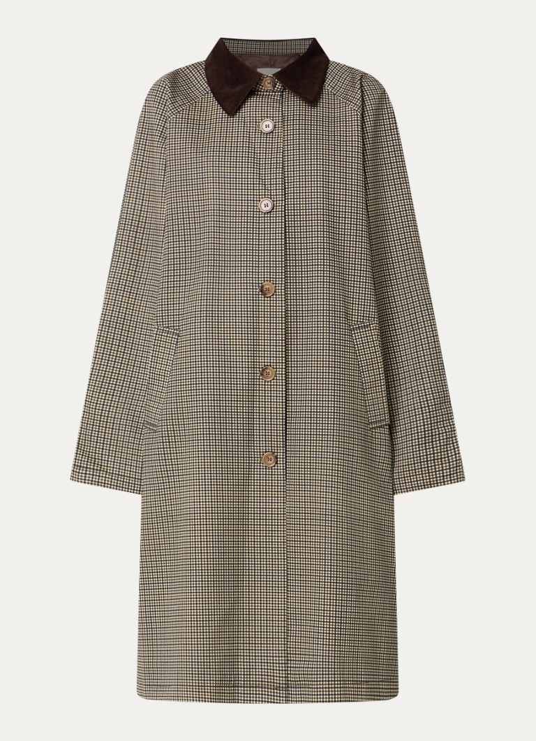 Sofie Schnoor Dames Fillie trenchcoat met pied-de-poule dessin en steekzakken in de kleur Mosgroen