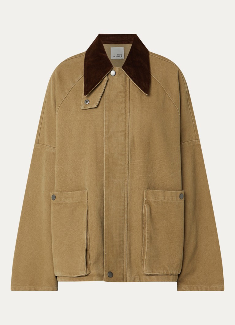 Sofie Schnoor Dames Francosw oversized jack van canvas met opgestikte zakken in de kleur Khaki