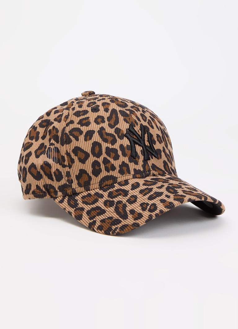 New Era Meisjes Pet van corduroy met logoborduring en panterprint in de kleur Bruin, maat: CHLD
