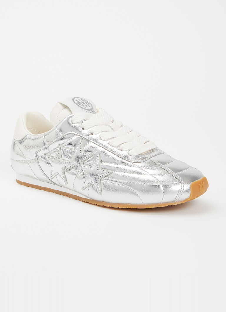 AMIRI Dames Pacific Football Slim sneaker van leer met metallic finish in de kleur Zilver, maat: 39
