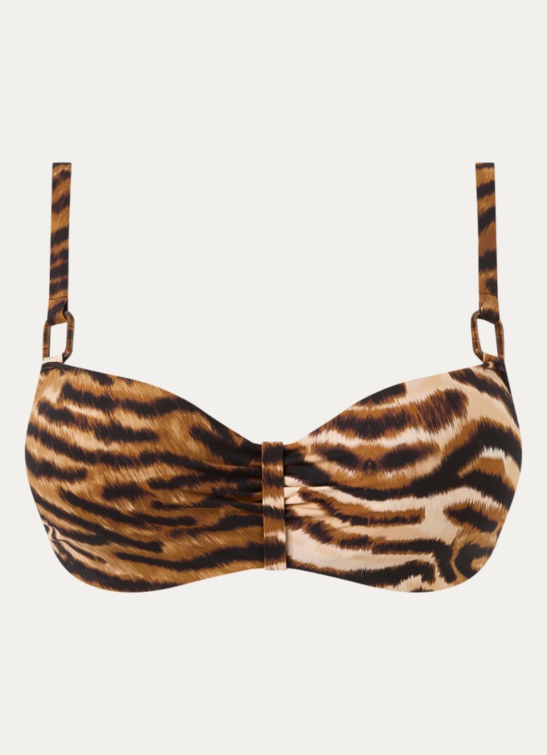 Chantelle Dames Voorgevormde balconette bikinitop met tijgerprint in de kleur Bruin