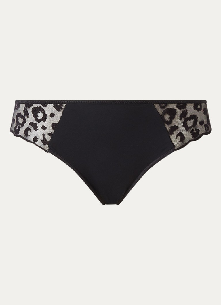 Chantelle Dames Slip van mesh met flockprint in de kleur Zwart