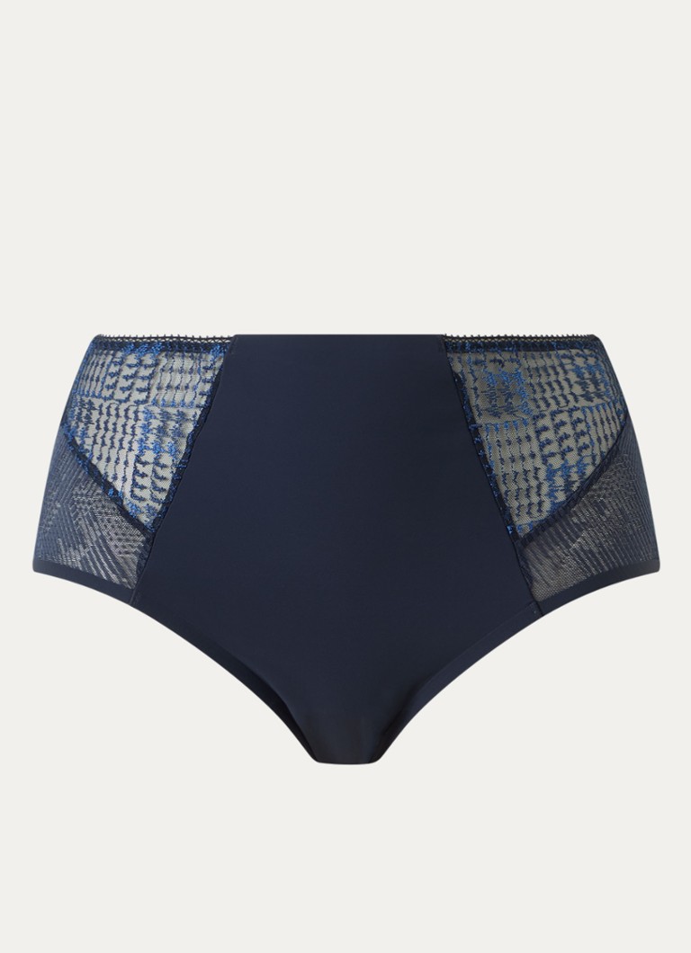 Chantelle Dames Intrigue high waisted hipster met borduring in de kleur Donkerblauw