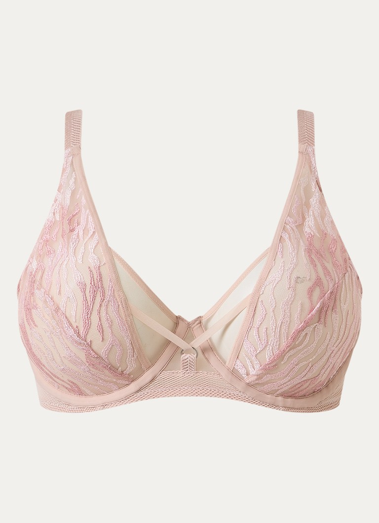 Chantelle Dames Electra beugel bh van mesh met borduring in de kleur Oudroze