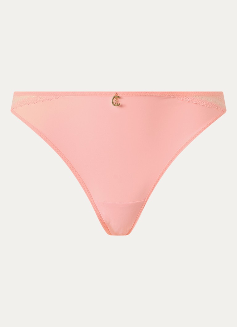 Chantelle Dames Li tanga met kant in de kleur Zalmroze