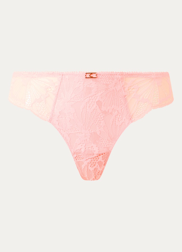 Chantelle Dames Muse tanga van kant in de kleur Zalmroze