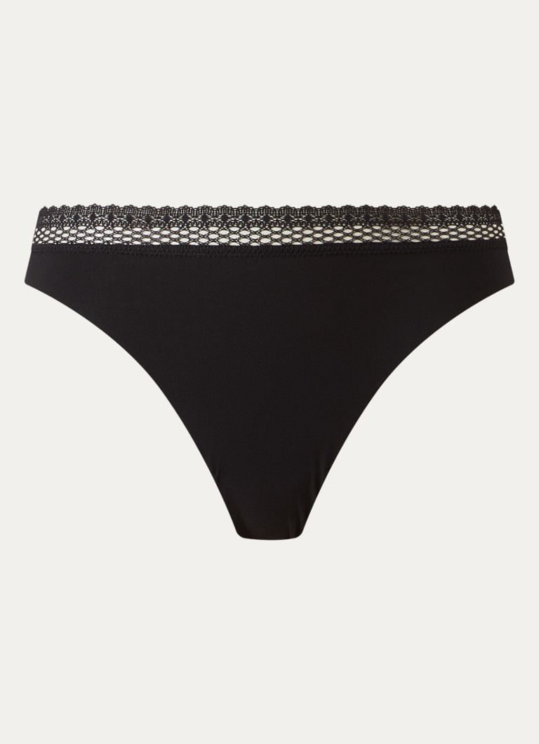 Chantelle Dames Cozy Chic tanga met kant in de kleur Zwart