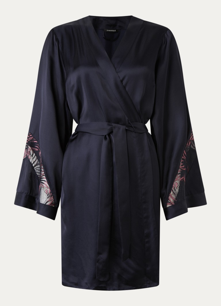 Chantelle Dames Kimono met kant in de kleur Donkerblauw