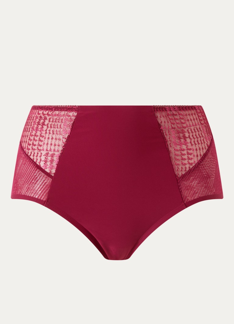 Chantelle Dames Intrigue high waisted hipster met borduring in de kleur Bordeauxrood