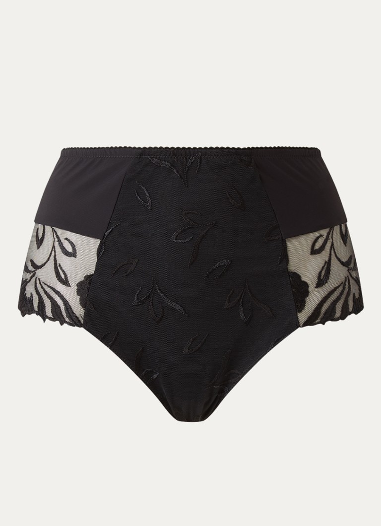 Chantelle Dames Majestic high waisted hipster met bloemborduring in de kleur Zwart