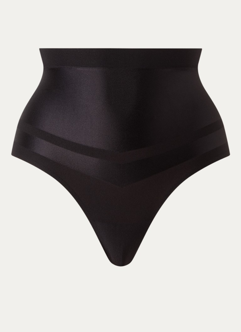 Chantelle Dames Brilliant Shaping high waisted corrigerende string met glanzende finish in de kleur Zwart