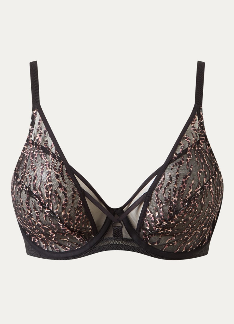 Chantelle Dames Electra beugel bh van mesh met borduring in de kleur Zwart