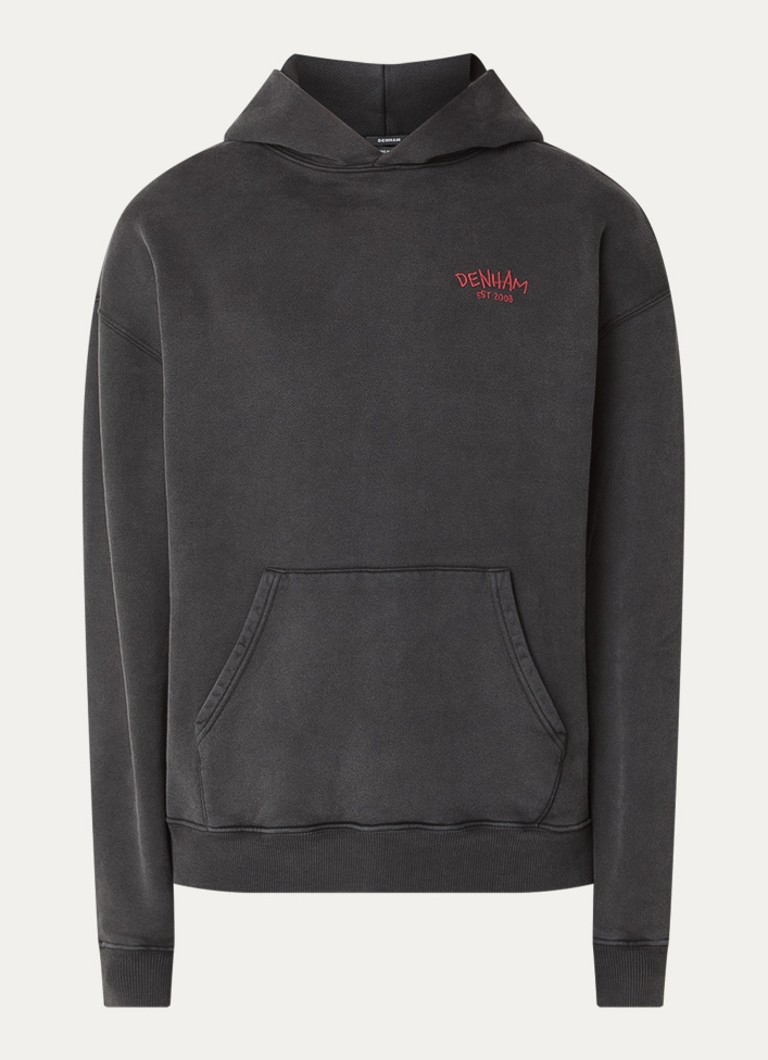Denham Heren Rose hoodie met logo- en backprint in de kleur Antraciet, maat: S