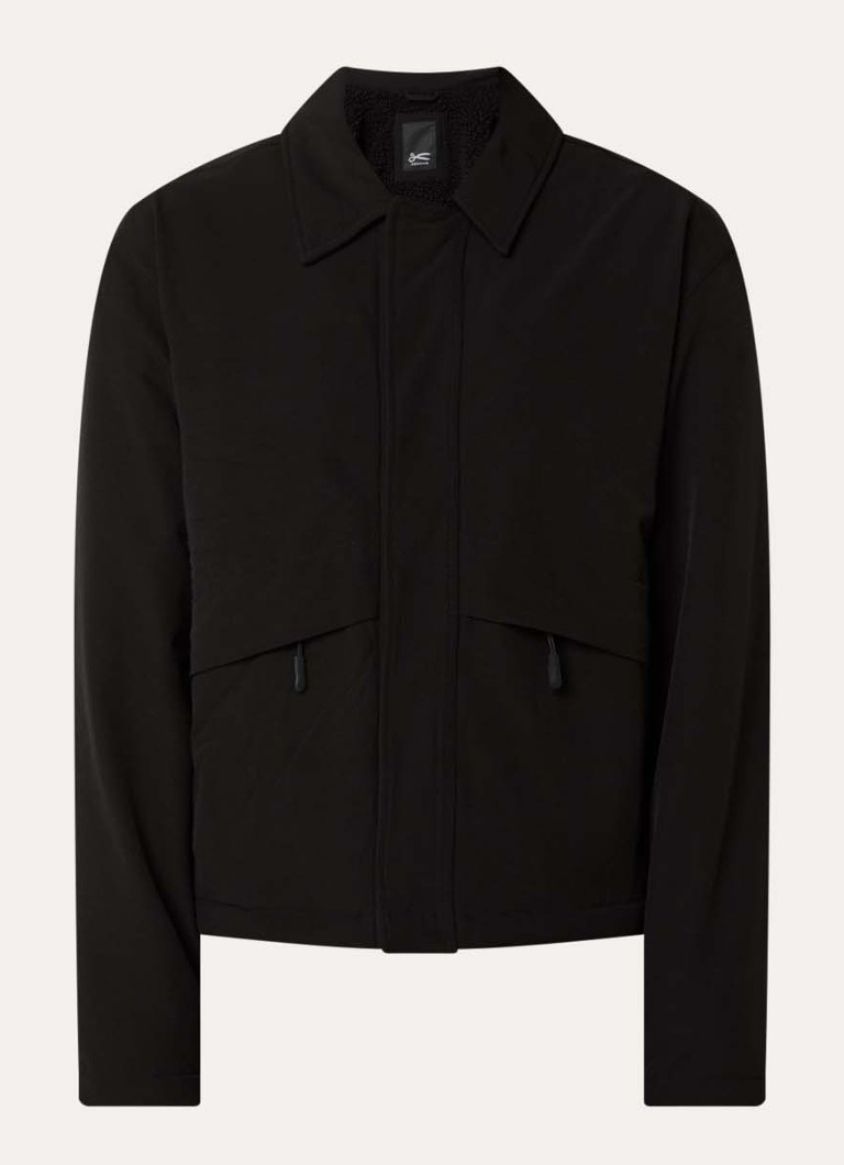 Denham Heren Uni cropped jack met ritszakken in de kleur Zwart, maat: L