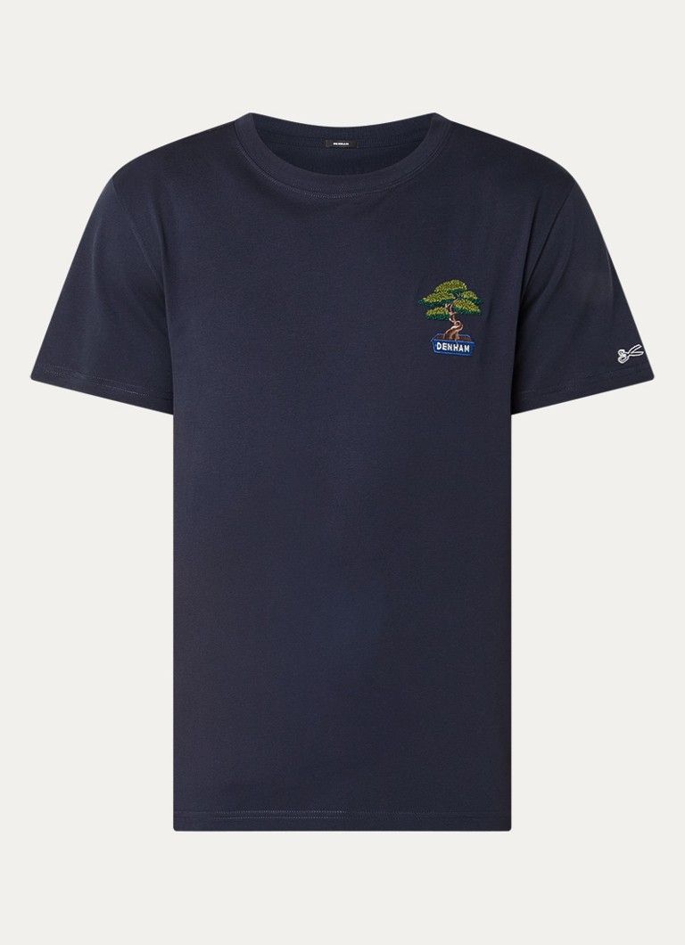 Denham Heren Bonsai T-shirt met logoborduring in de kleur Donkerblauw, maat: XL