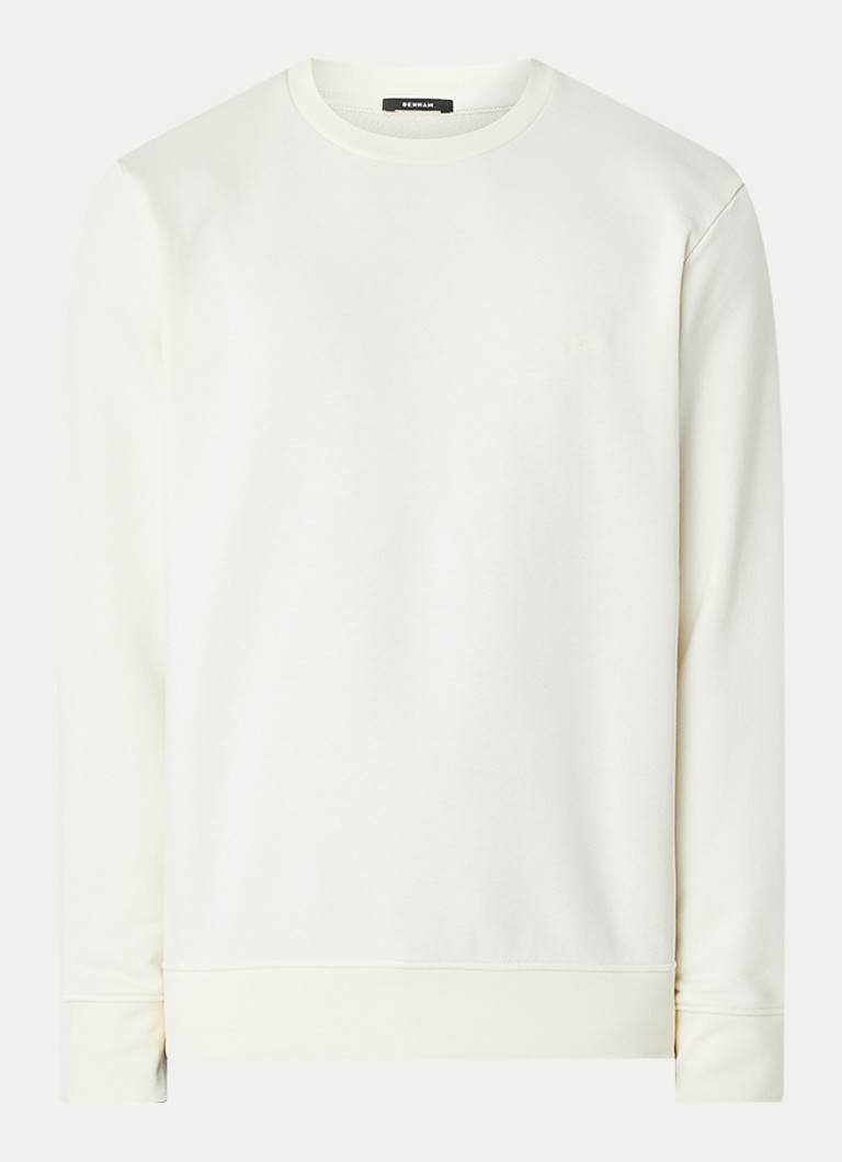Denham Heren Scissor sweater met logoborduring in de kleur Gebroken wit, maat: XL