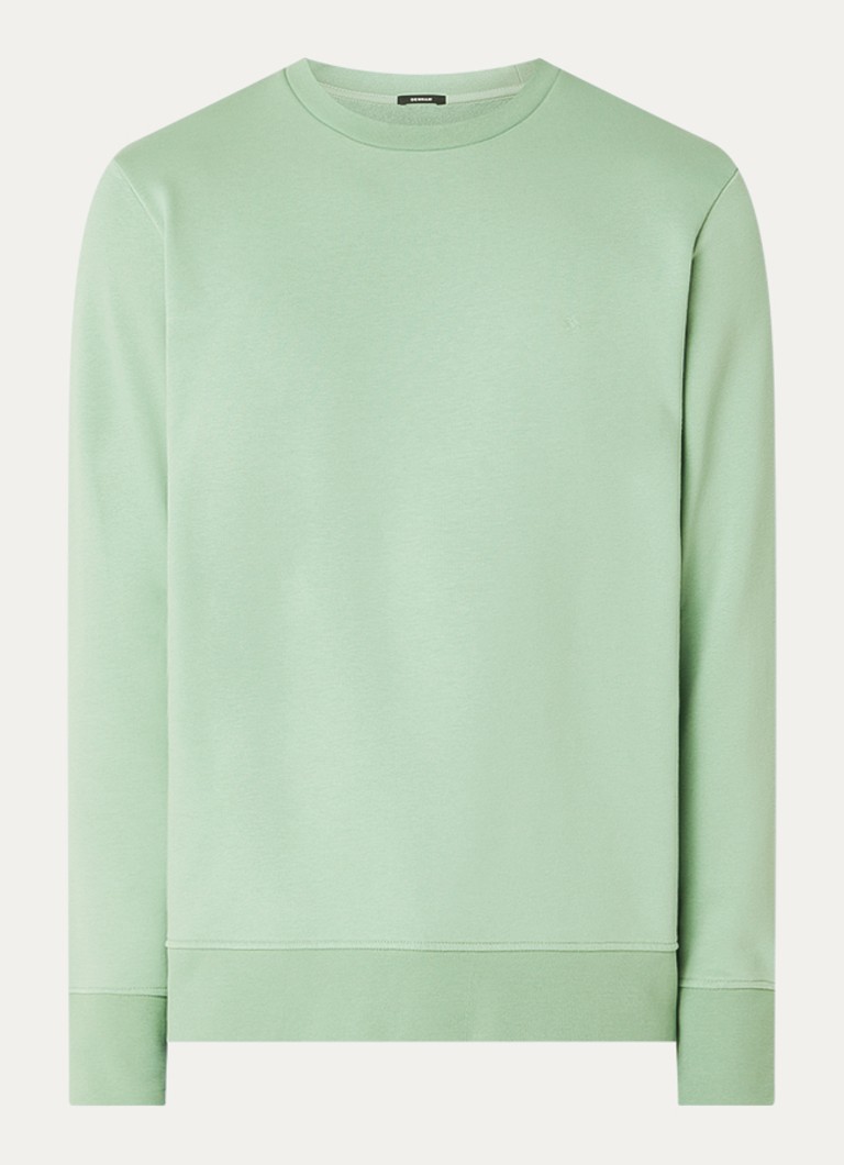 Denham Heren Scissor sweater met logoborduring in de kleur Lichtgroen, maat: L