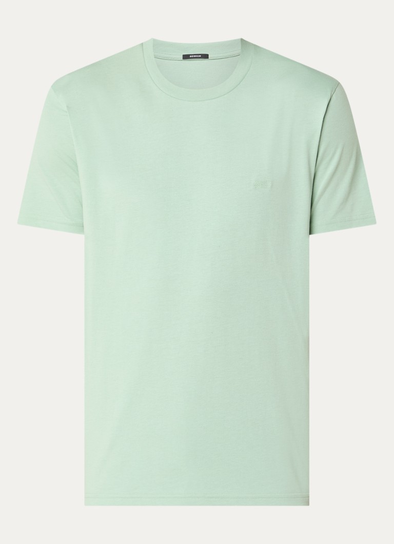 Denham Heren Scissor T-shirt met logoborduring in de kleur Lichtgroen, maat: S