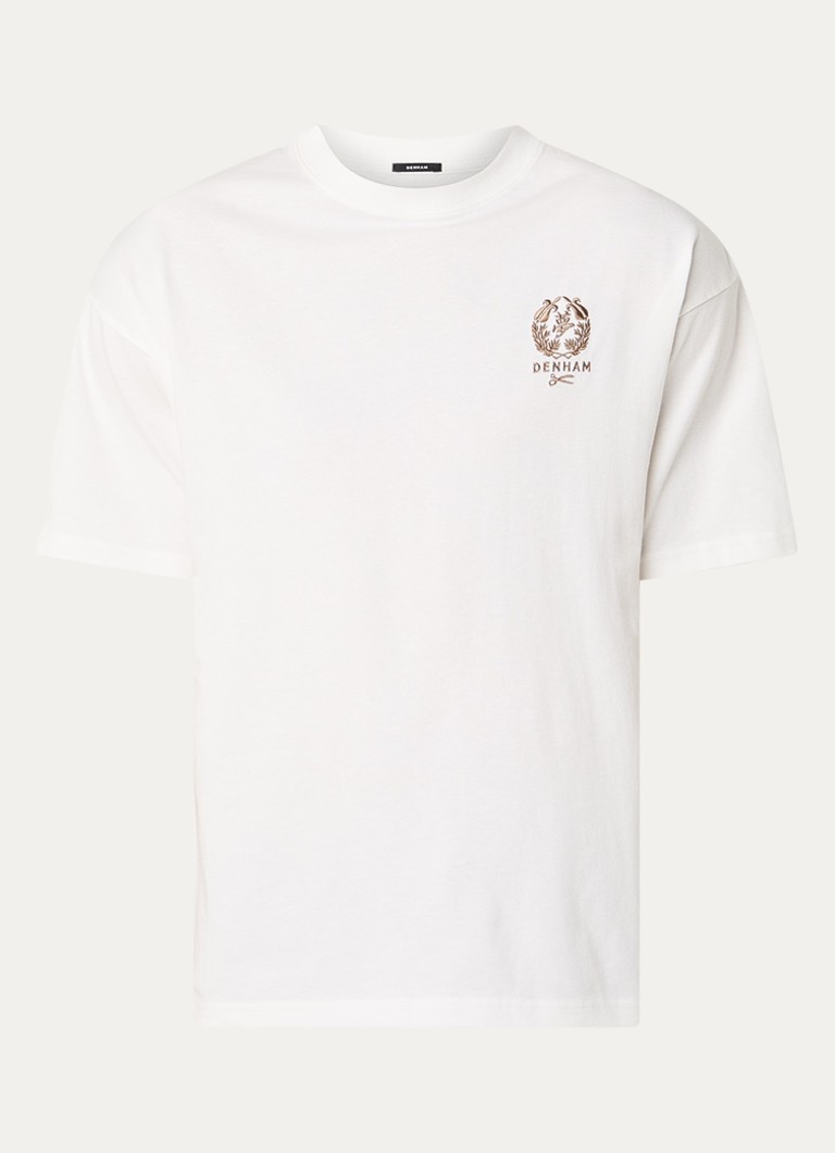 Denham Heren Seal T-shirt met logoborduring in de kleur Wit, maat: XL