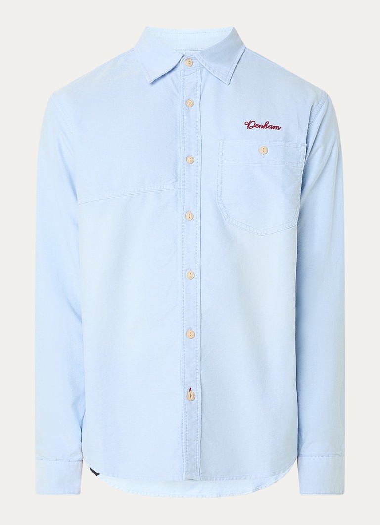 Denham Heren Regular fit overhemd met logoborduring in de kleur Lichtblauw, maat: XL