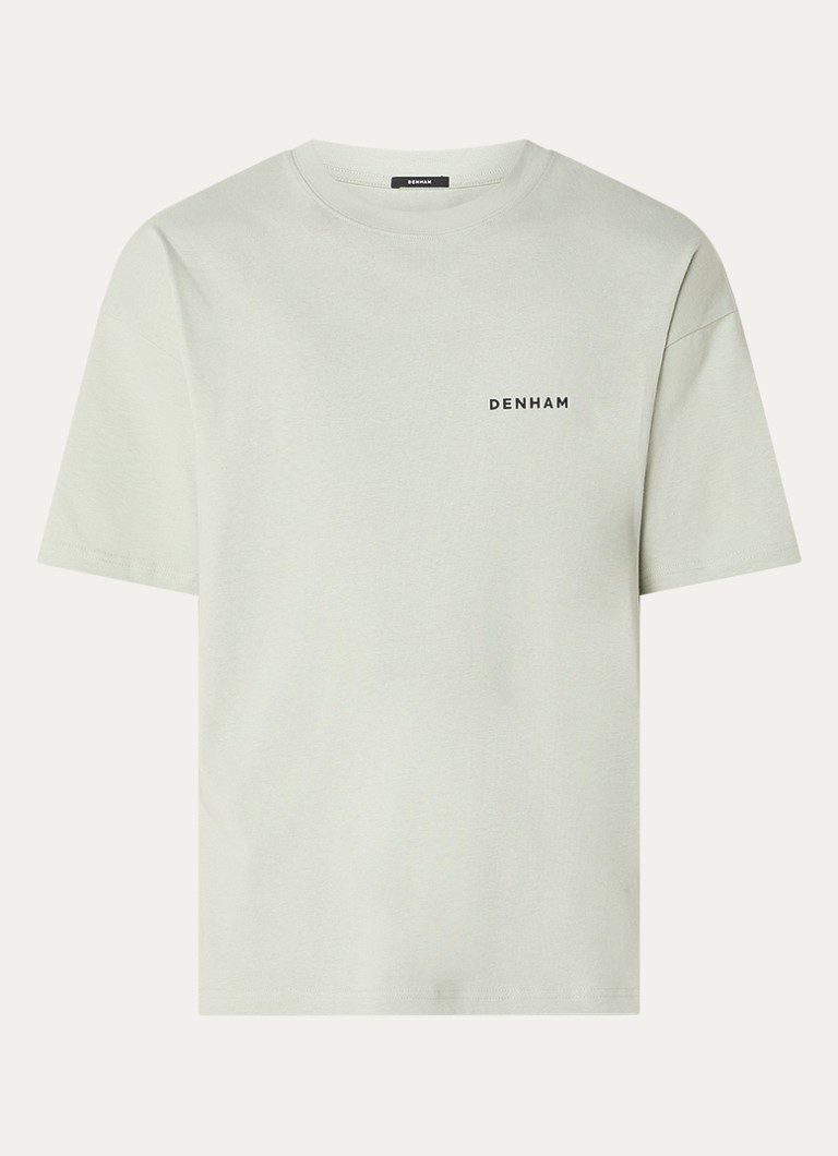 Denham Heren Flowy T-shirt met logo- en backprint in de kleur Lindegroen, maat: XL