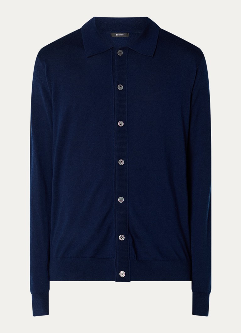 Denham Dames Pico fijngebreid vest van wol in de kleur Donkerblauw, maat: XL