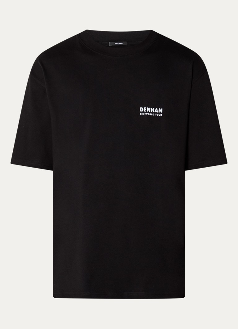 Denham Heren T-shirt met logo- en backprint in de kleur Zwart, maat: XL