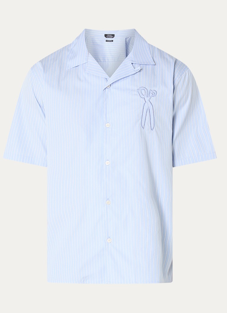 Denham Heren Regular fit overhemd met streepprint en logoborduring in de kleur Blauwgrijs, maat: S