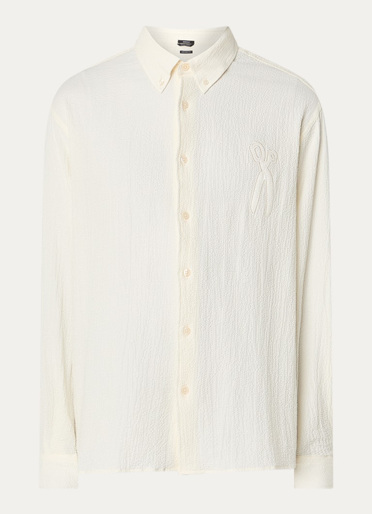 Denham Heren Regular fit overhemd met logoborduring in de kleur Creme, maat: M