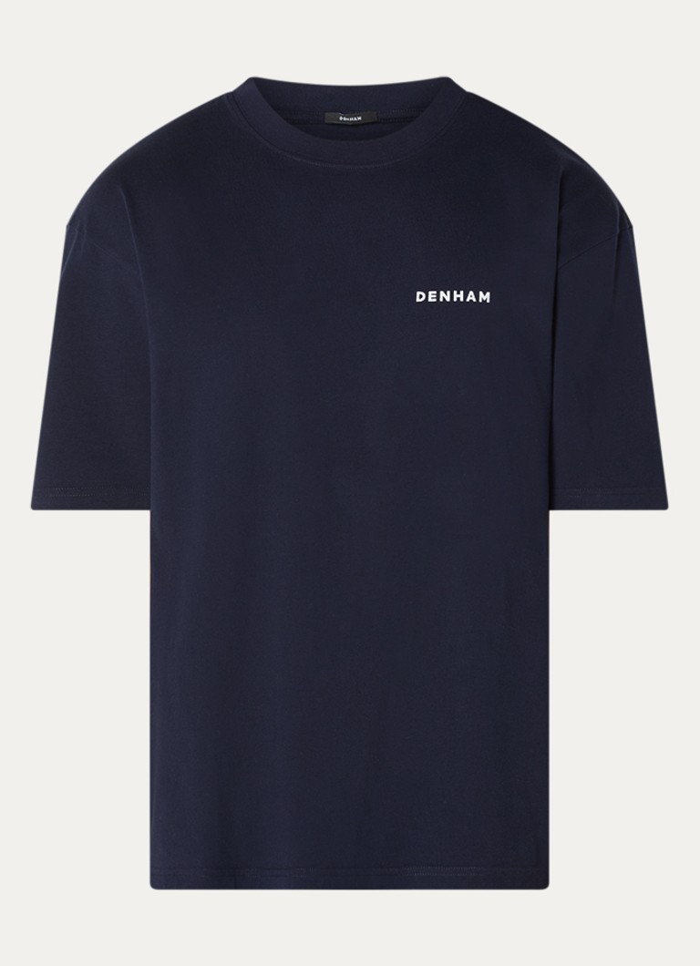 Denham Heren Yatai T-shirt met logo- en backprint in de kleur Donkerblauw, maat: XL